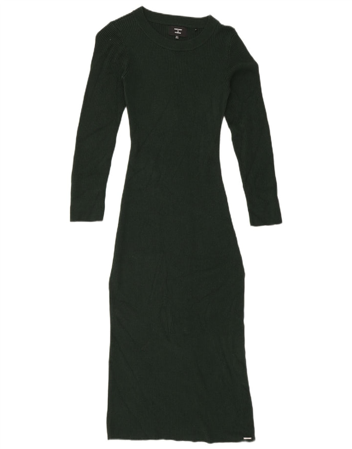 Superdry Γυναικείο πλεκτό Bodycon Φόρεμα UK 8 Μικρή πράσινη βισκόζη