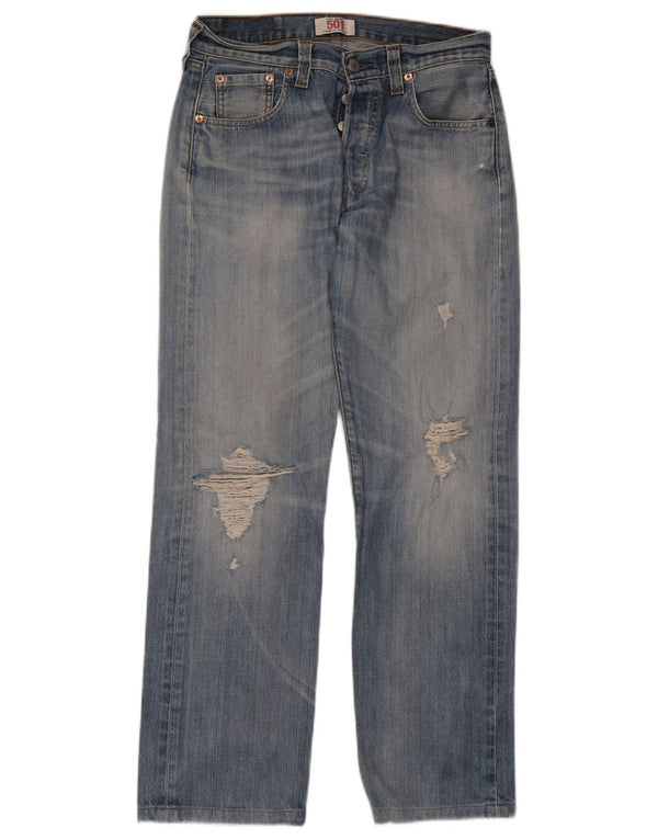 Levi's Mens 501 Distressed Straight Jeans W30 L29 Μπλε βαμβακερό