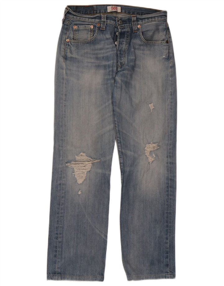 Levi's Mens 501 Distressed Straight Jeans W30 L29 Μπλε βαμβακερό