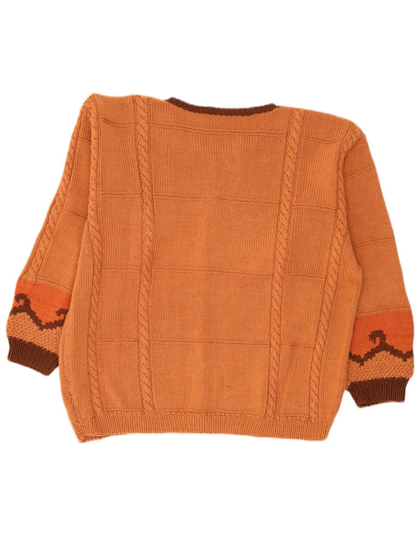 Vintage Γυναικεία Ζακέτα UK 18 XL Πορτοκαλί Γεωμετρική