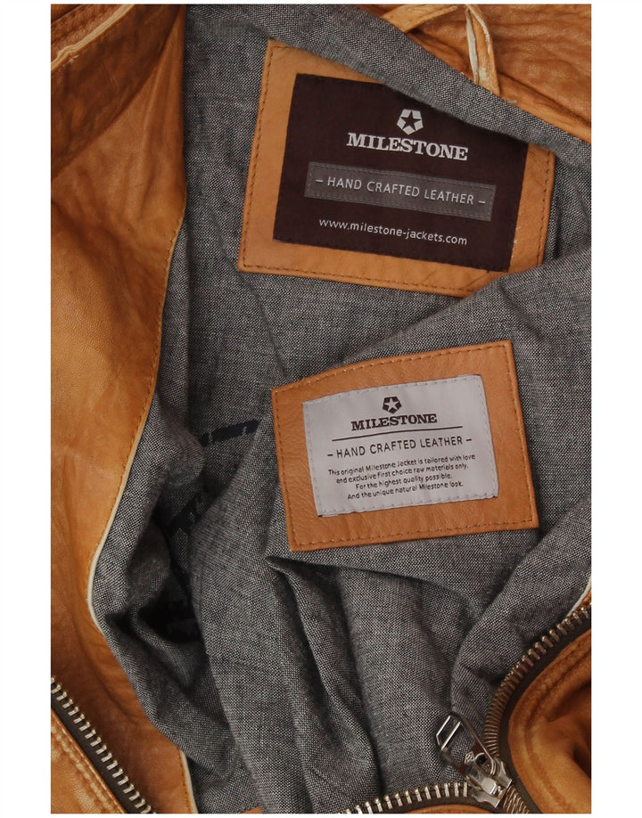 MILESTONE Ανδρικό Δερμάτινο Μπουφάν UK 40 Μεγάλο Δερμάτινο Μπεζ