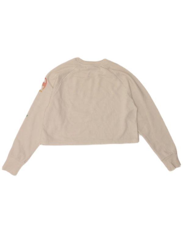 Champion Womens Oversized Crop Graphic Μακρυμάνικο UK 10 Small White