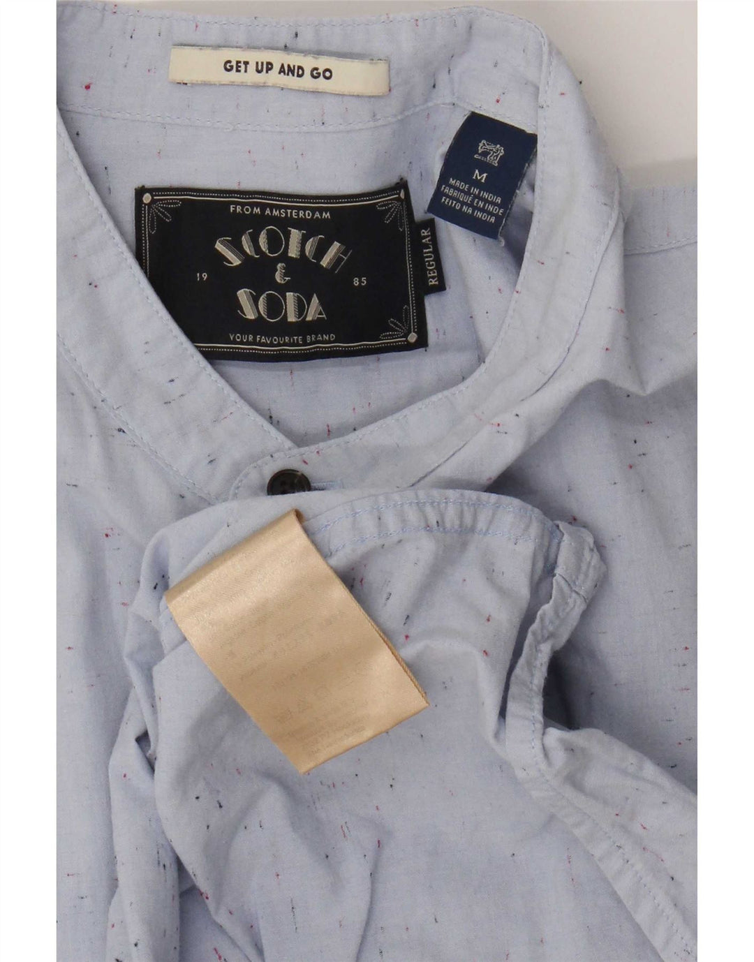 Ανδρικό πουκάμισο Scotch & Soda από βαμβακερό μεσαίο μπλε φλύκταινα