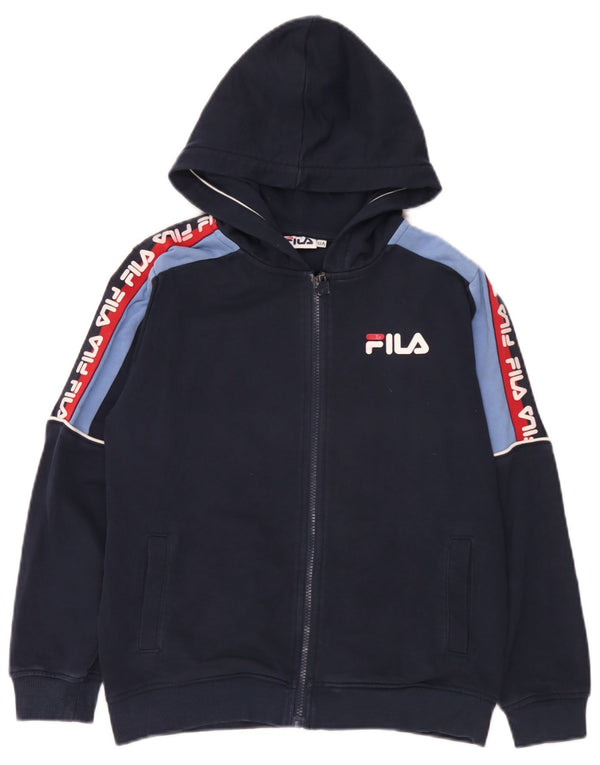 Fila Boys γραφικό πουλόβερ με κουκούλα με φερμουάρ 11-12 ετών Navy Blue Colorblock