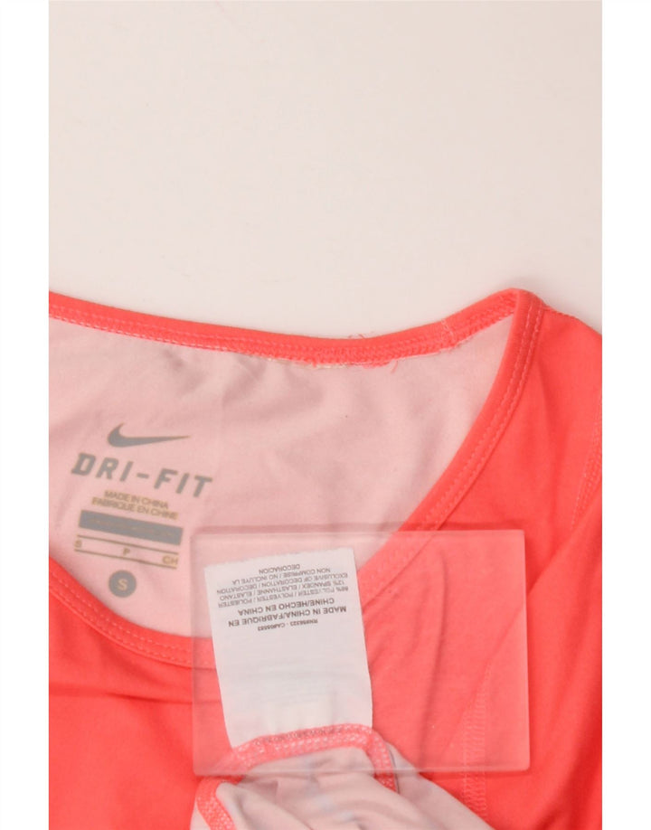 NIKE Γυναικεία Dri Fit Top 3/4 μανίκια UK 10 μικρού ροζ ριγέ πολυεστέρα