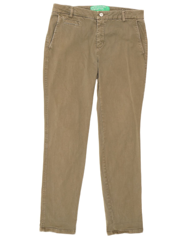 Benetton Womens Slim Chino Trousers W30 L28 Green