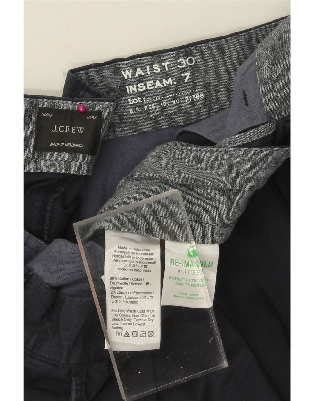 J. CREW Mens Chino Shorts W30 Medium Navy Blue Cotton Vintage J. Crew and Second-Hand J. Crew from Messina Hembry 