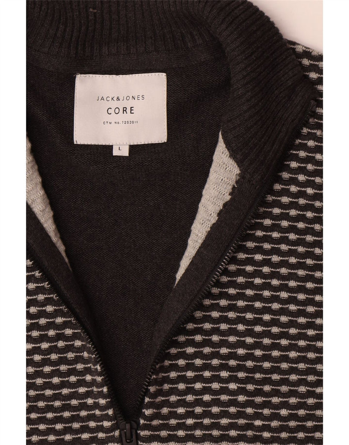Jack & Jones Ανδρική ζακέτα πουλόβερ μεγάλο γκρι γεωμετρικό
