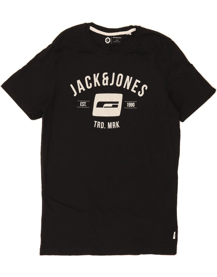 JACK & JONES Mens Core Graphic T-Shirt Top Medium Black Cotton Vintage Jack & Jones and Second-Hand Jack & Jones from Messina Hembry 