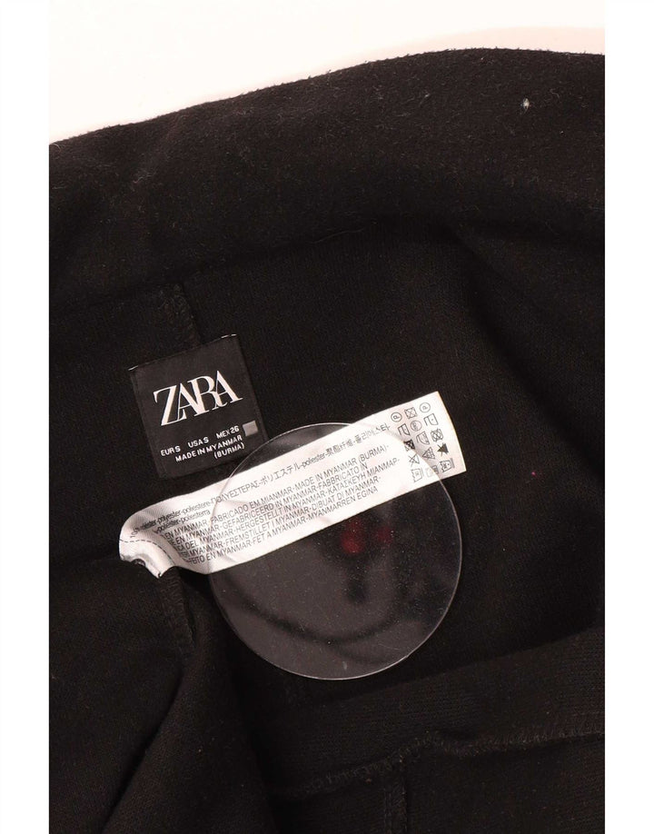 Zara Γυναικείο Ανοιχτό Παλτό UK 10 Small Black Polyester
