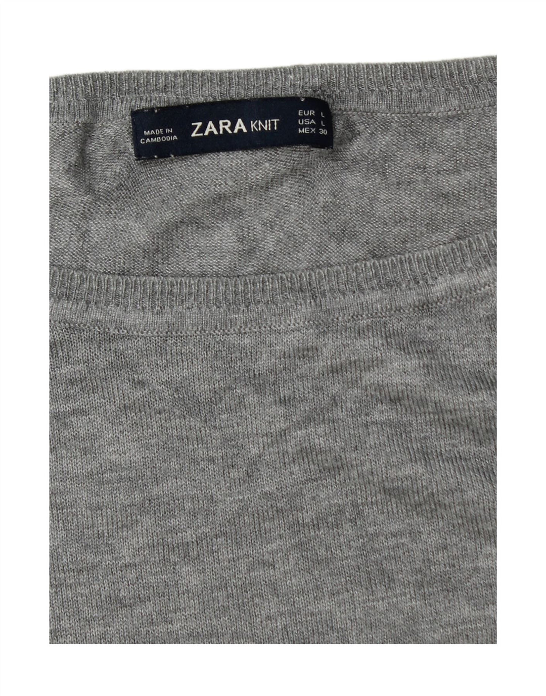 Zara Γυναικείο πουλόβερ με λαιμόκοψη μεγάλου μεγέθους UK 16 Large Grey