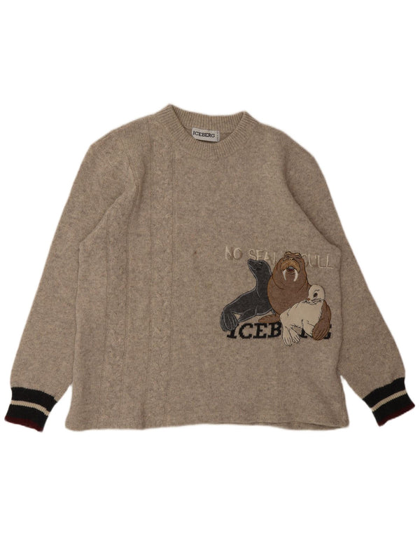 Ανδρικό πουλόβερ ICEBERG Graphic Crew Neck Jumper Medium Beige Animals