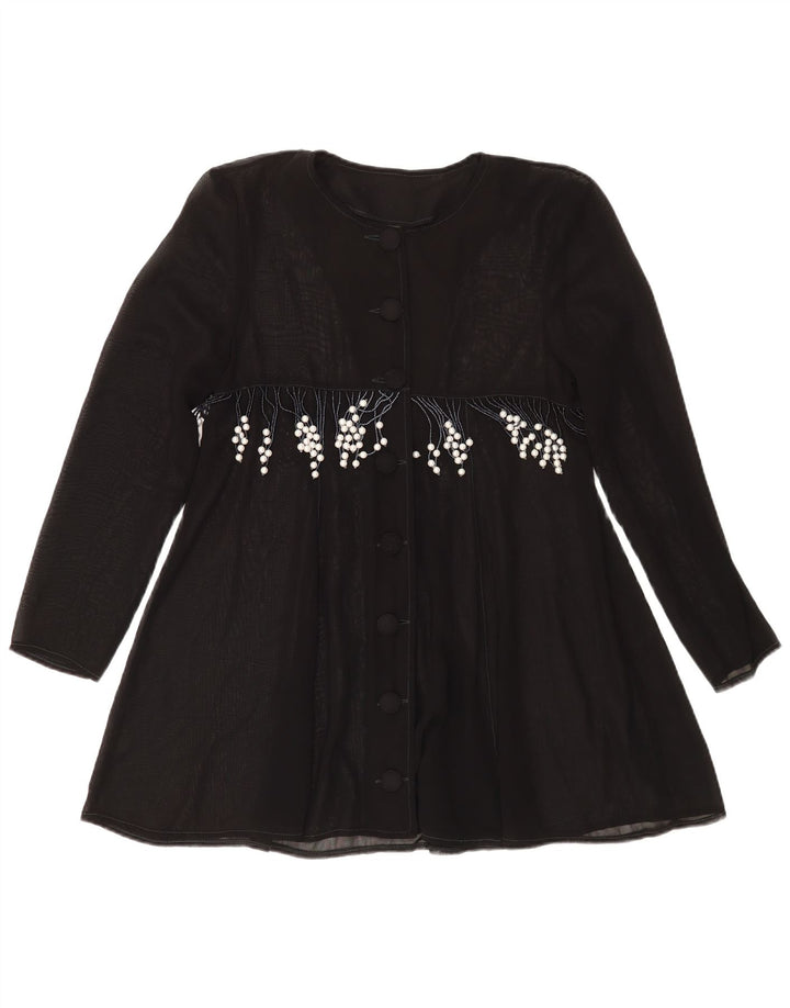 Vintage γυναικείο πουκάμισο μπλούζα UK 14 Medium Black