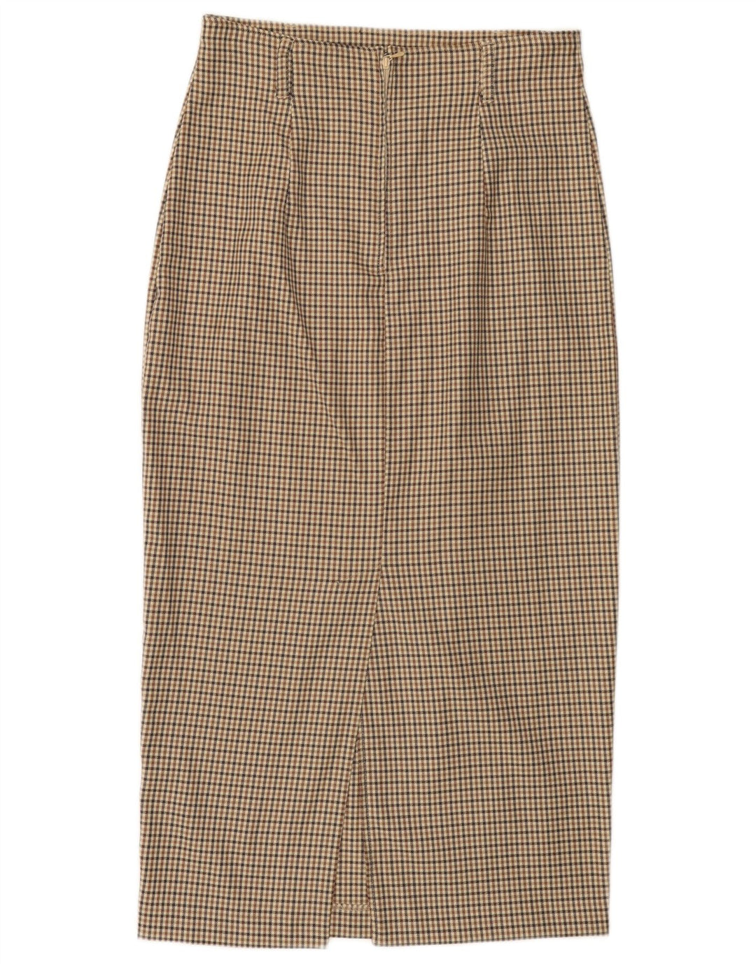 BENETTON Γυναικεία Midi Φούστα IT 44 Medium W28 Beige Check Wool