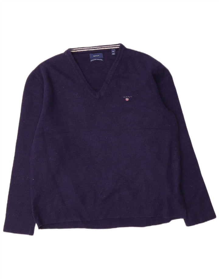Ανδρικό πουλόβερ Gant με V λαιμόκοψη 2XL Μαλλί Navy Blue