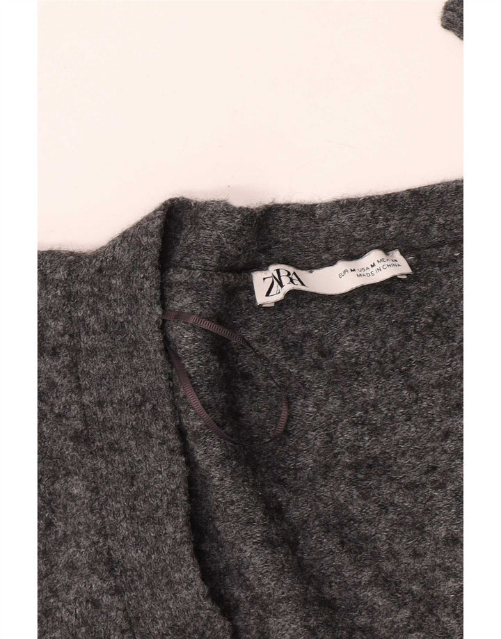 Zara Γυναικεία Ζακέτα Crop UK 14 Medium Grey Flecked