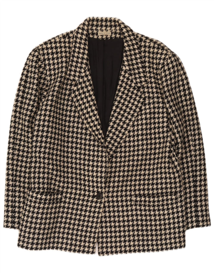 Vintage γυναικείο σακάκι 1 κουμπιού Blazer UK 14 Medium Black Houndstooth