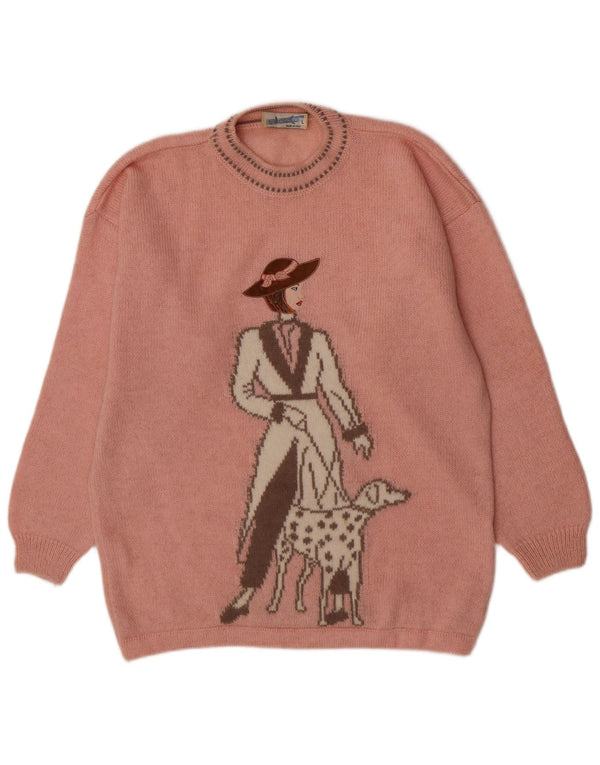 Γυναικείο πουλόβερ ALEX Graphic Relaxed Fit Crew Neck Jumper UK 16 Large Pink