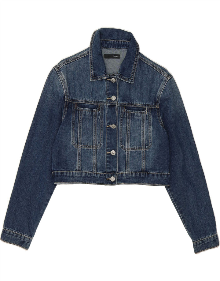 VINTAGE Womens Crop Denim Jacket UK 10 Small Blue Cotton Vintage Vintage and Second-Hand Vintage from Messina Hembry 