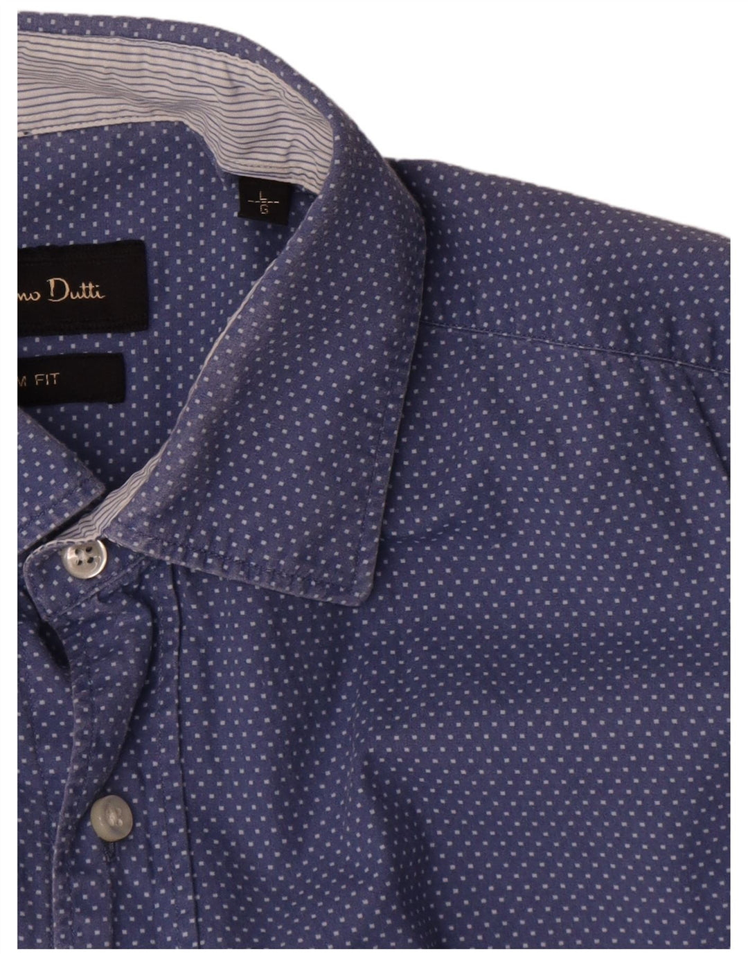 Ανδρικό πουκάμισο Massimo Dutti Slim Fit μεγάλο μπλε βαμβακερό πουά