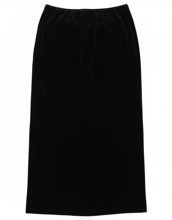 Vintage γυναικεία βελούδινη Maxi φούστα UK 16 Large W34 Μαύρο Πολυεστέρας