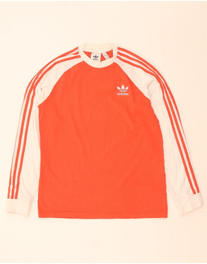 Ανδρικό μπλουζάκι Adidas με μακρυμάνικο μεσαίο πορτοκαλί χρώμα, βαμβακερό