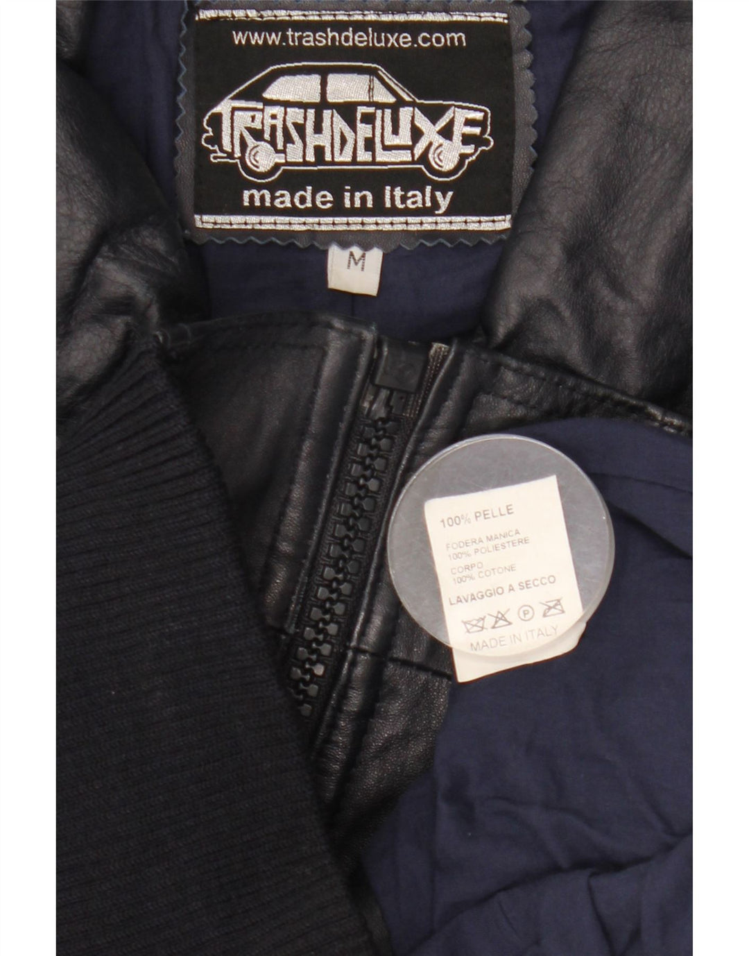Vintage Ανδρικό Bomber Δερμάτινο Μπουφάν UK 38 Medium Navy Blue Leather