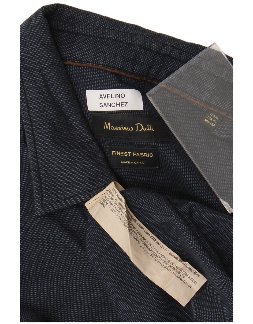 Ανδρικό φανελένιο πουκάμισο Massimo Dutti XL Navy Blue Cotton