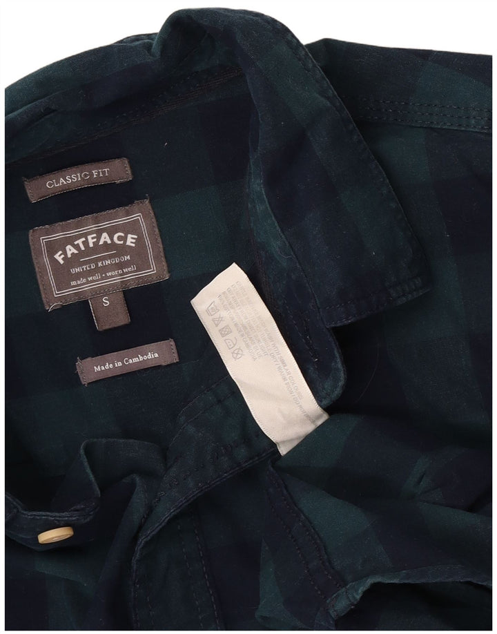 Fat Face Ανδρικό πουκάμισο Classic Fit Flannel Μικρό πράσινο βαμβακερό καρό