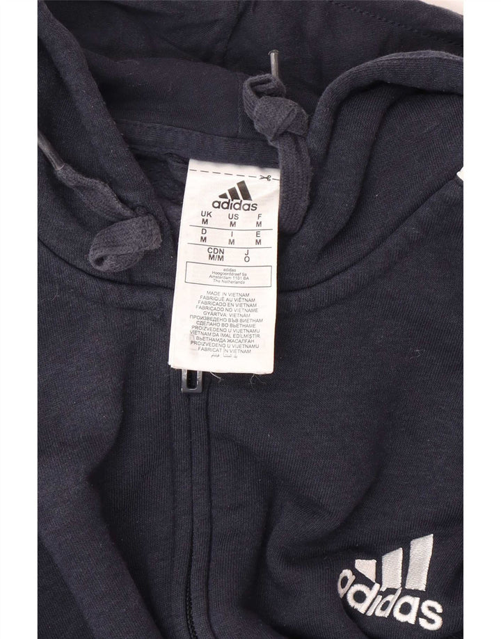 Ανδρικό πουλόβερ με κουκούλα με φερμουάρ Adidas, μεσαίο μπλε βαμβακερό