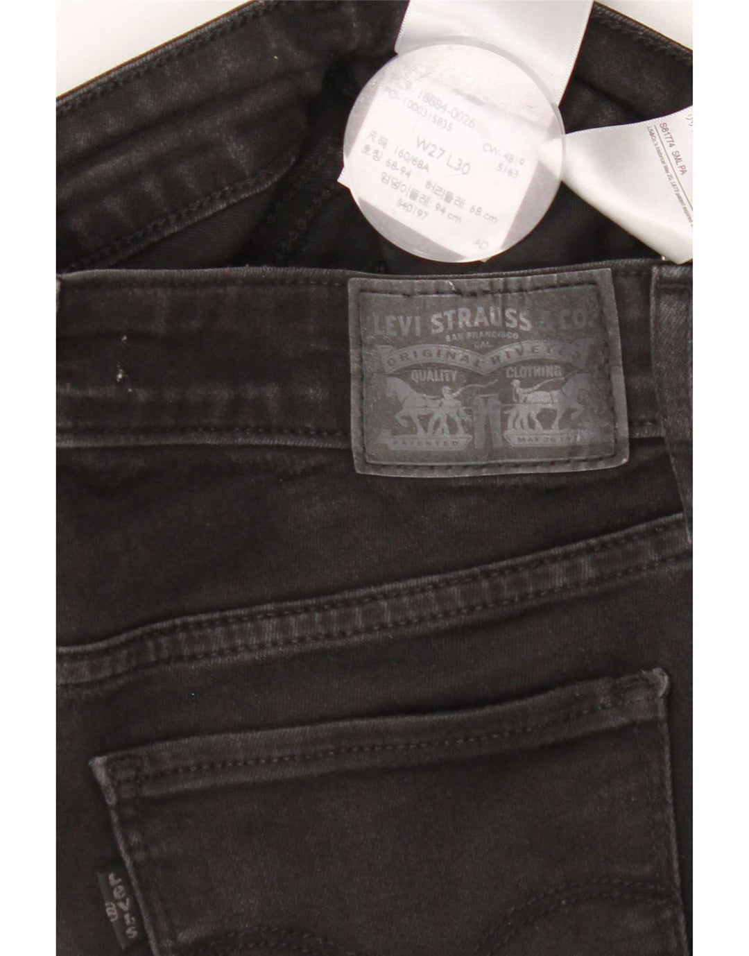 Levi's Womens 712 Slim Jeans W27 L30 Μαύρο Βαμβακερό