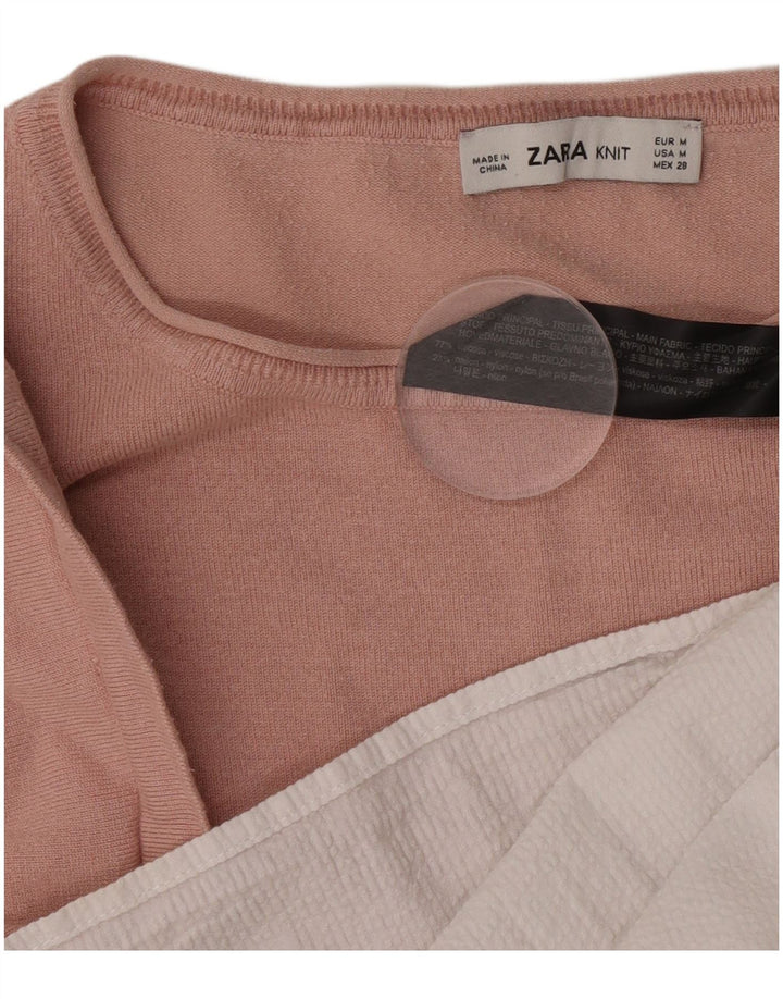 Zara Γυναικεία Μπλούζα Oversized Top UK 14 Medium Pink Colourblock Viscose