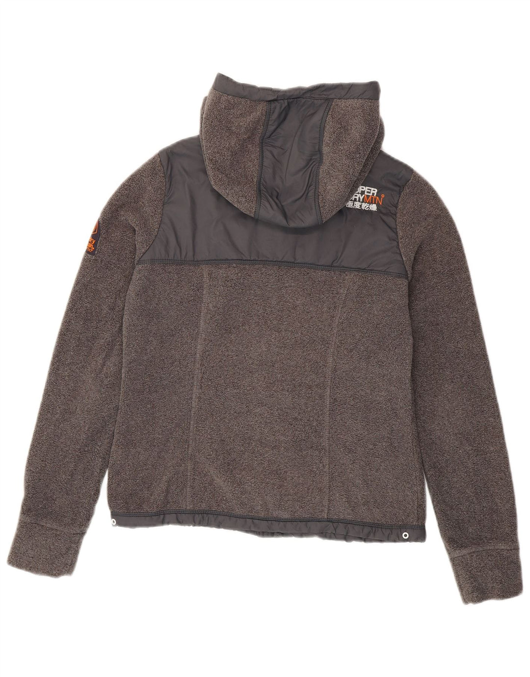 SUPERDRY Γυναικείο μπουφάν πεζοπορίας με κουκούλα Fleece UK 10 Small Grey Polyester