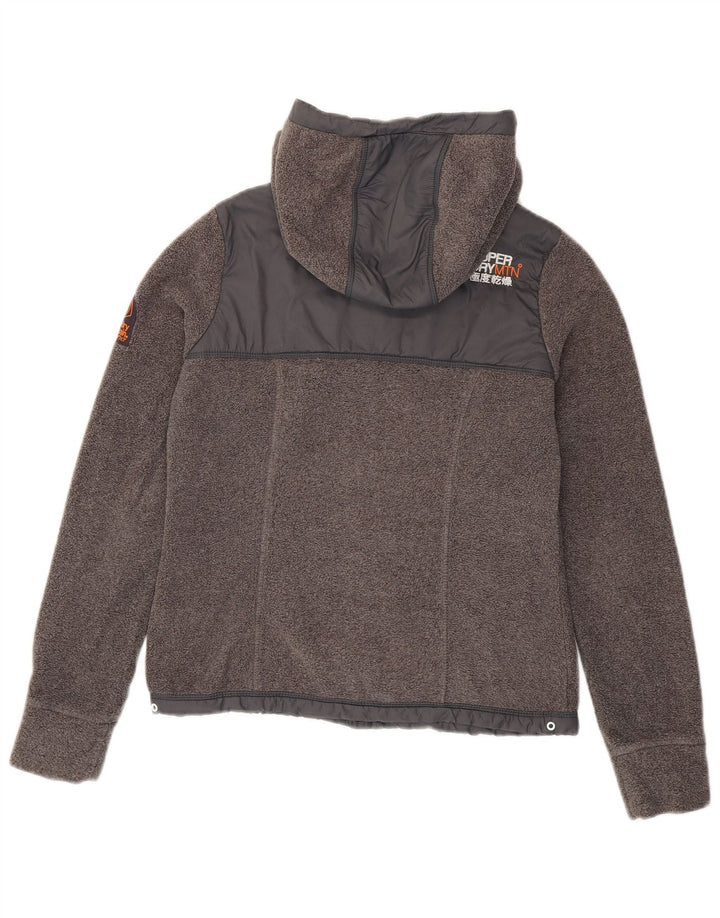 SUPERDRY Γυναικείο μπουφάν πεζοπορίας με κουκούλα Fleece UK 10 Small Grey Polyester