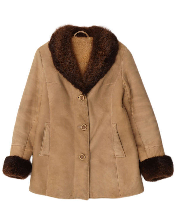 Vintage γυναικείο παλτό Shearling UK 10 Small Beige