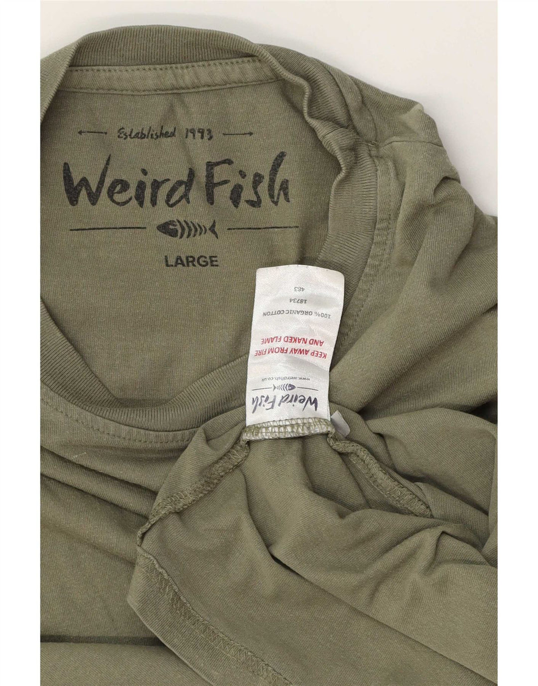 Μπλουζάκι Weird Fish Graphic T-Shirt Top μεγάλο χακί βαμβακερό