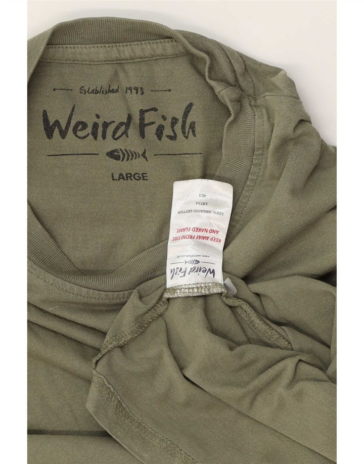 Μπλουζάκι Weird Fish Graphic T-Shirt Top μεγάλο χακί βαμβακερό