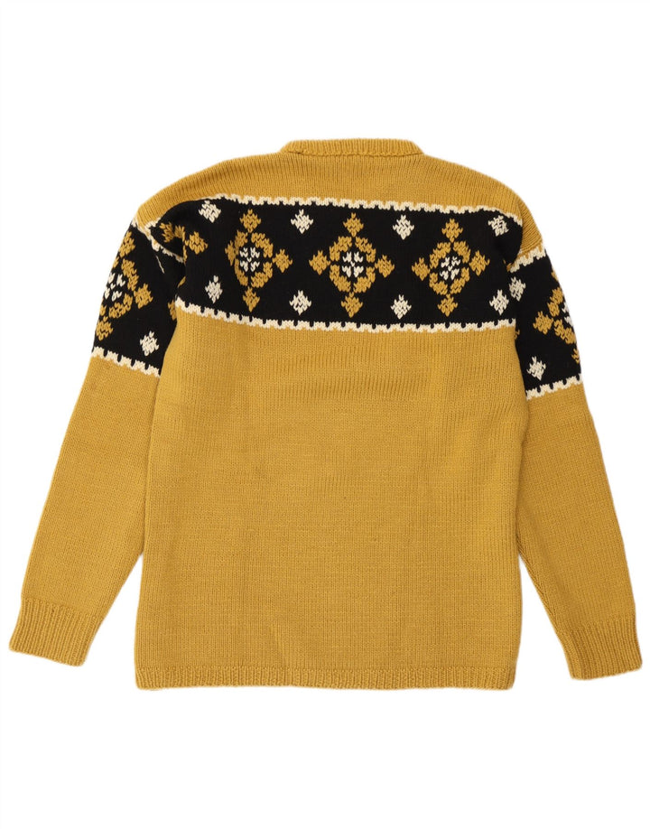 Vintage ανδρικό πουλόβερ με λαιμόκοψη Medium Yellow Fair Isle