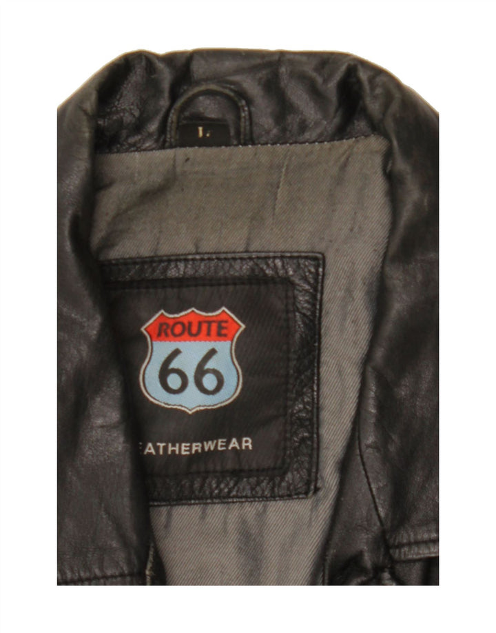 ROUTE 66 Mens Leather Jacket UK 40 Large Black Leather Vintage Route 66 and Second-Hand Route 66 from Messina Hembry 