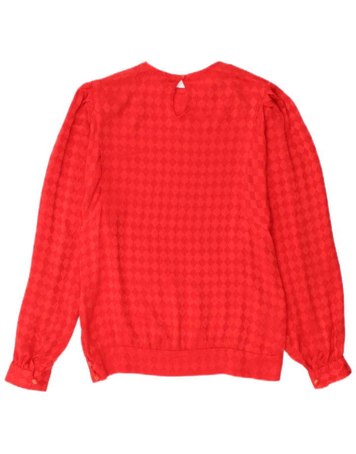 Vintage γυναικεία μακρυμάνικη μπλούζα UK 12 μεσαίο κόκκινο Argyle/Diamond