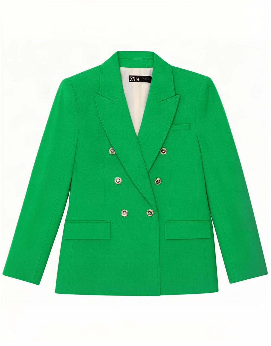 Zara Γυναικείο μπλέιζερ με διπλό στήθος UK 10 Small Green Polyester