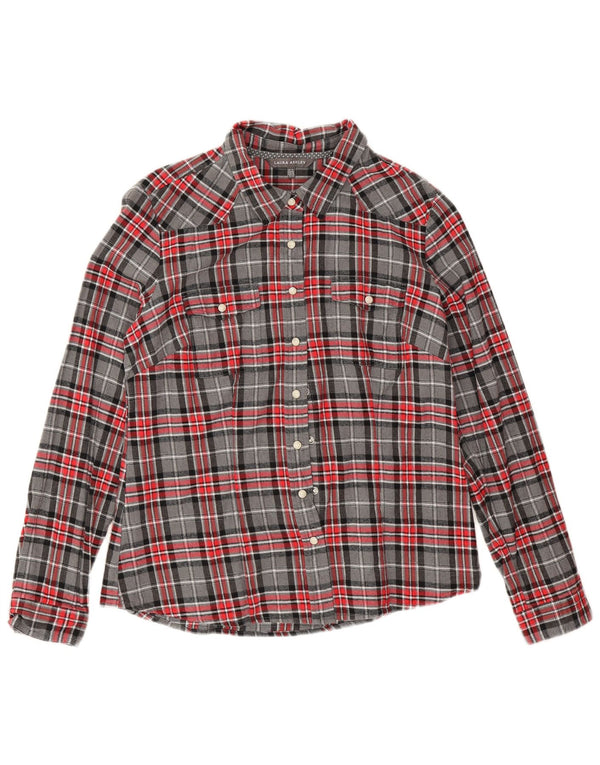 Laura Ashley Γυναικείο φανελένιο πουκάμισο UK 14 Large Grey Check Cotton