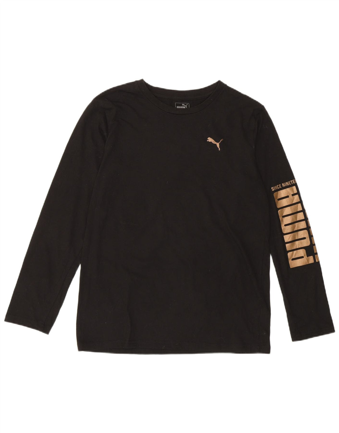 PUMA γραφικό τοπ μακρυμάνικο για κορίτσια 15-16 ετών XL μαύρο βαμβακερό