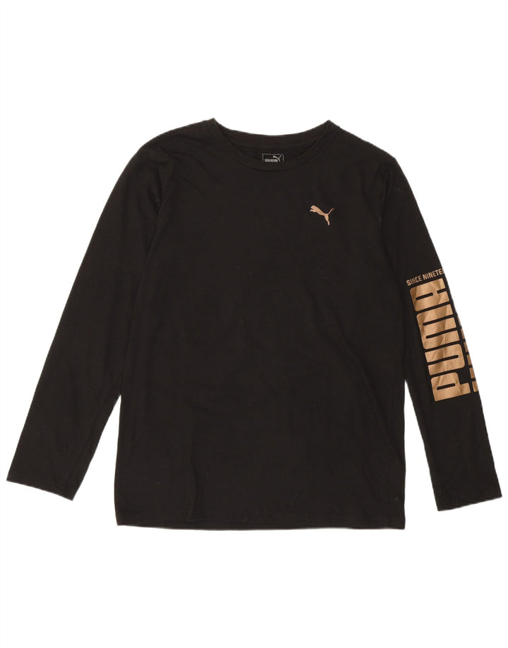 PUMA γραφικό τοπ μακρυμάνικο για κορίτσια 15-16 ετών XL μαύρο βαμβακερό