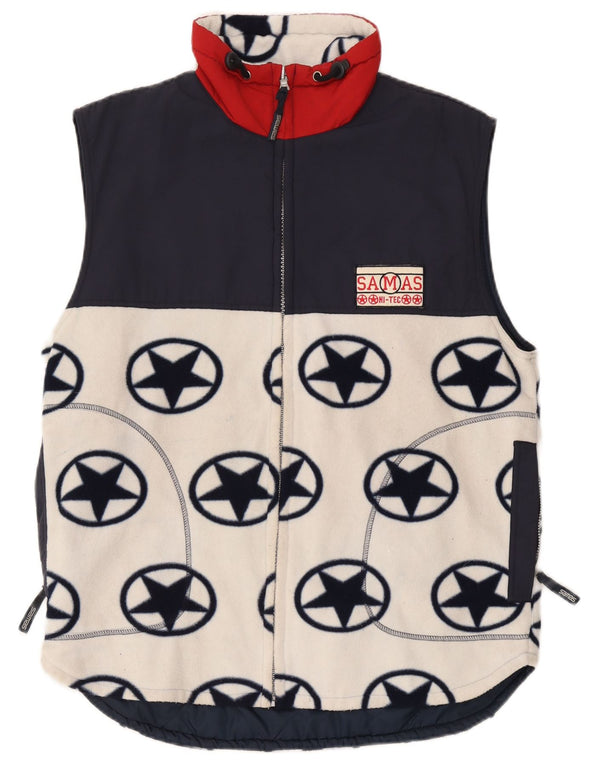 Samas Ανδρικό Fleece Gilet UK 38 Medium White Geometric