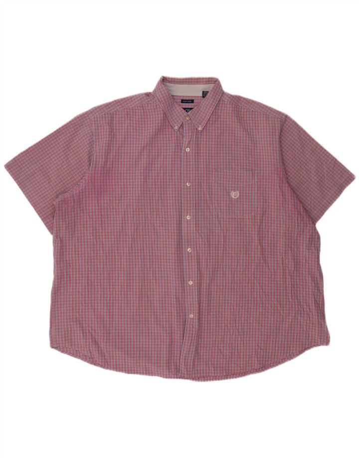 Chaps Mens Easy Care κοντομάνικο πουκάμισο 4XL κόκκινο βαμβακερό καρό