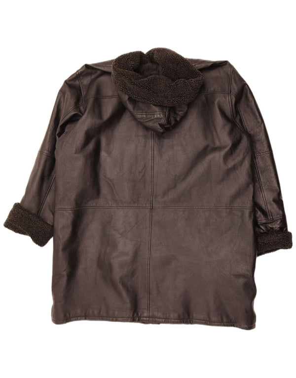 Μοντέρνο Classics Γυναικείο Δερμάτινο Παλτό UK 22 3XL Μαύρο Δερμάτινο