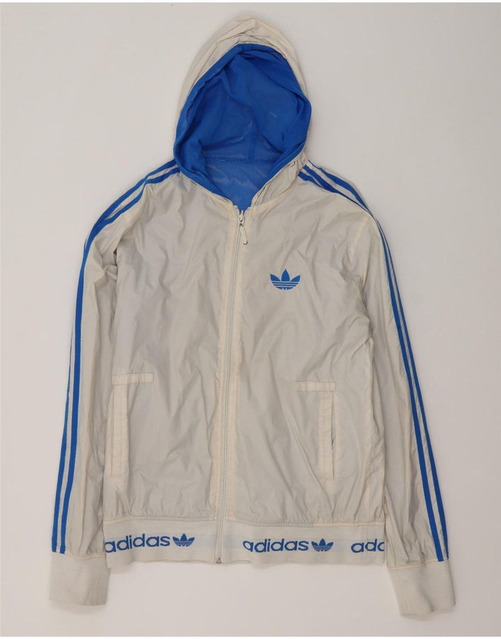 Ανδρικό αναστρέψιμο μπουφάν με κουκούλα Adidas 38 μεσαίο λευκό χρώμα