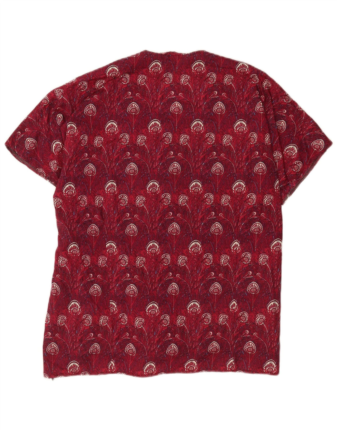 Vintage Γυναικεία Abstract Pattern Μπλούζα Top UK 14 Large Burgundy