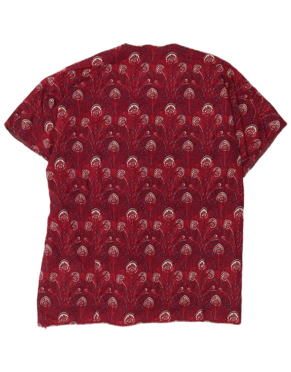 Vintage Γυναικεία Abstract Pattern Μπλούζα Top UK 14 Large Burgundy